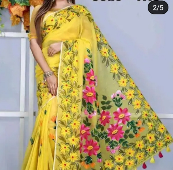 Hand Painted Half Silk Saree ( HPD255 )
