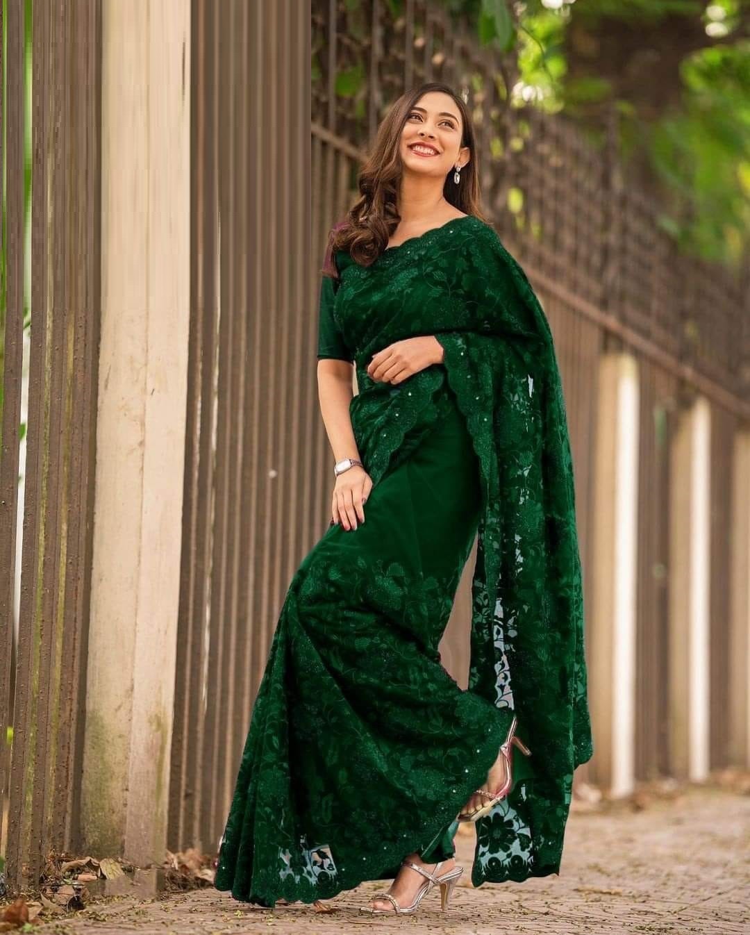 Georgette High Quality Embroidery Stylish Sharee (AZ-05)